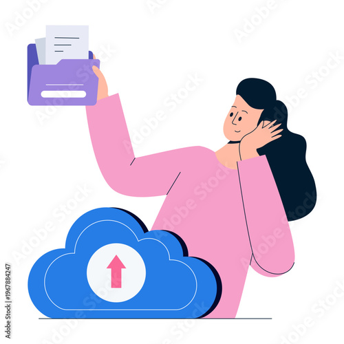 Flat style illustration representing cloud data