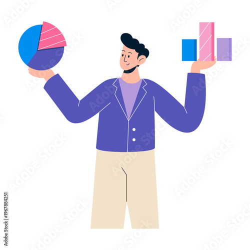 A flat style illustration depicting data comparison