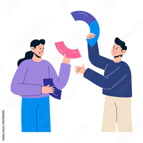 A flat style illustration depicting data segmentations