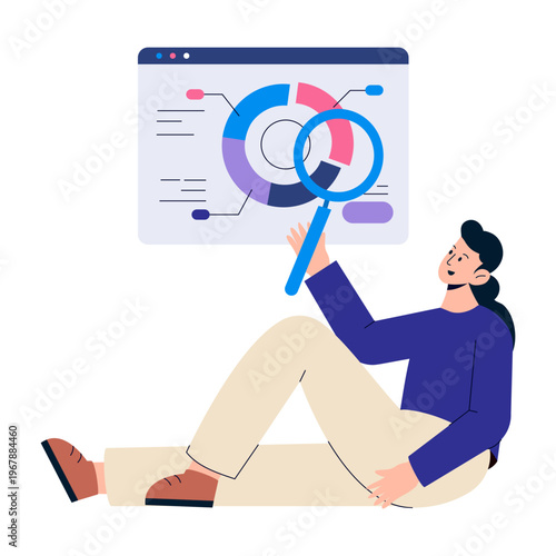 A flat style illustration showing business monitoring