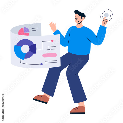Flat style illustration representing data visualization
