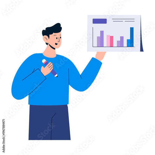 A flat style illustration depicting data chart