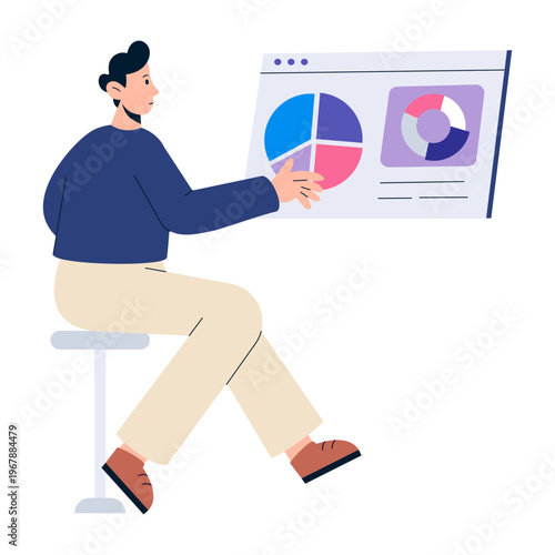 A flat style illustration showing web analytics
