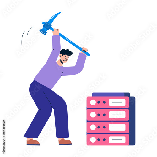 A flat style illustration showing data mining