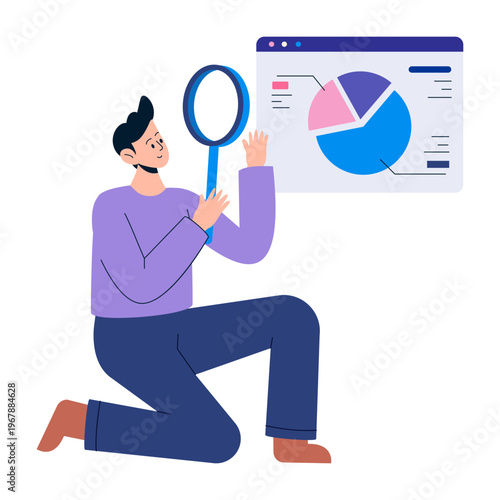 Flat style illustration representing data specialist