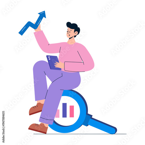 A flat style illustration showing growth insight