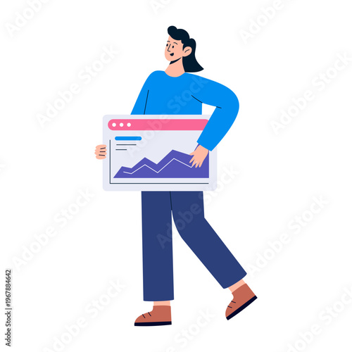 A flat style illustration showing data handling