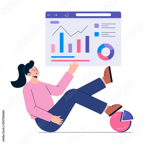 A flat style illustration depicting summary report