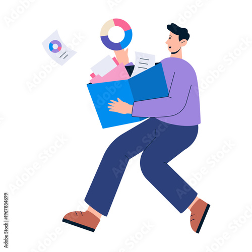 A flat style illustration showing big data