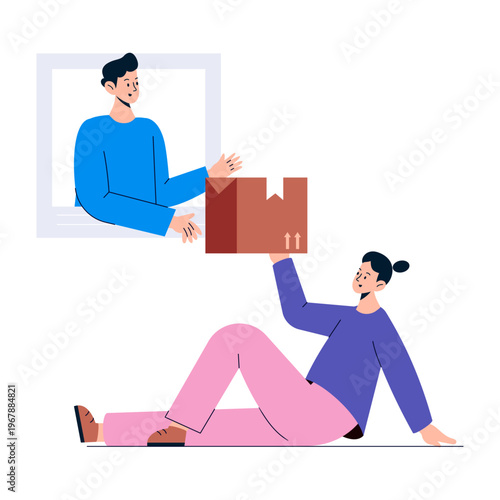 A flat style illustration depicting parcel