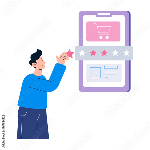 Flat style illustration representing brand rating