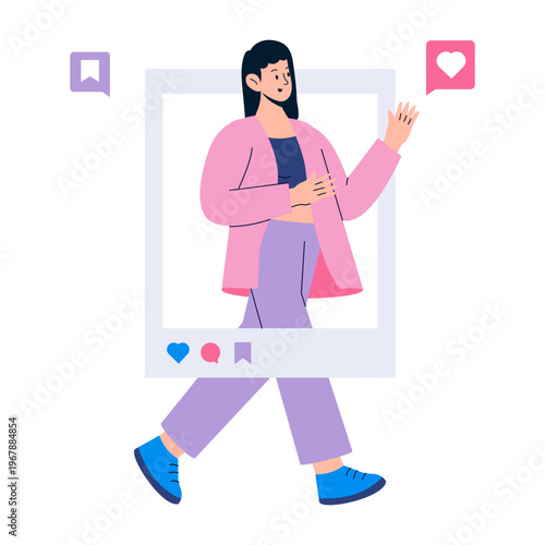 A flat style illustration showing brand post