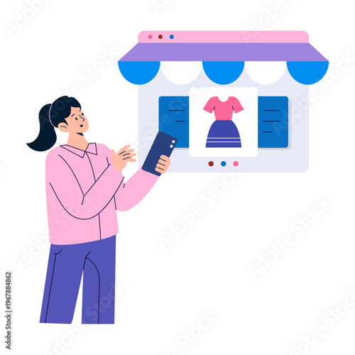 Flat style illustration representing product listing