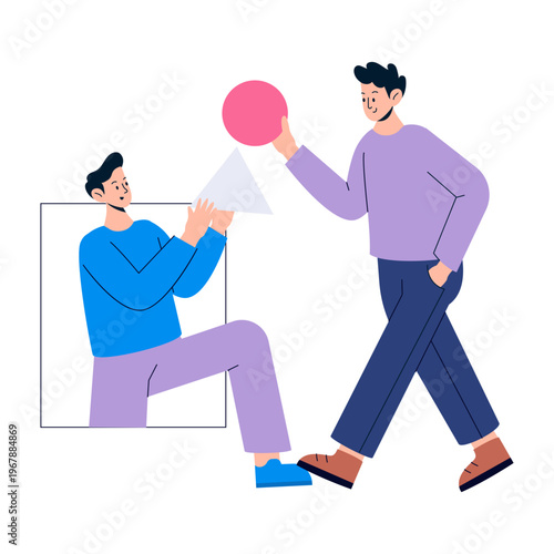 A flat style illustration showing brand collaboration