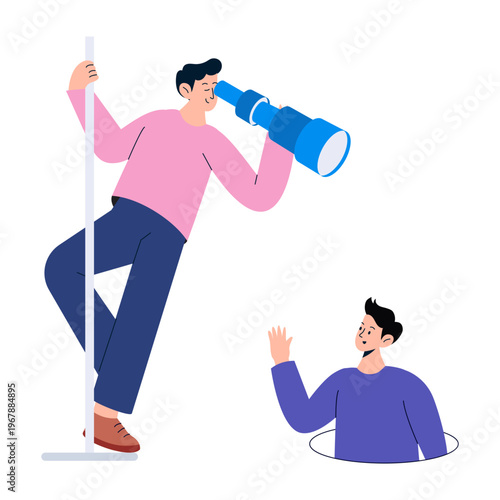 A flat style illustration showing finding customer