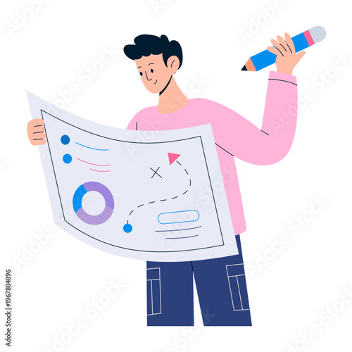 A flat style illustration depicting strategy chart