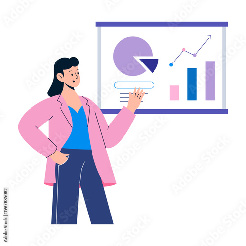 Flat style illustration representing business chart