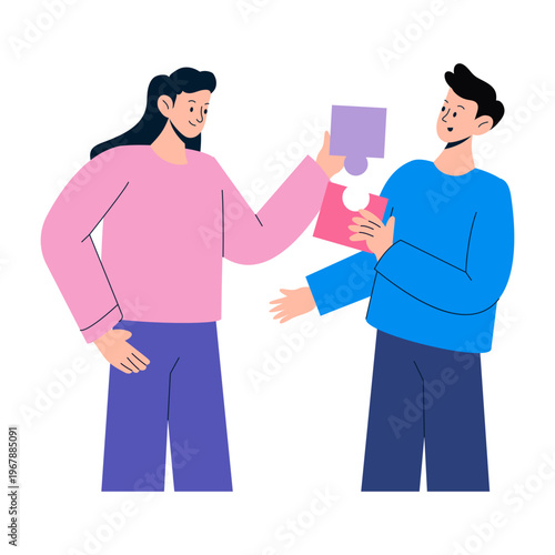 A flat style illustration depicting brand collaboration