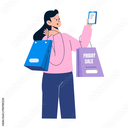 A flat style illustration showing friday sale