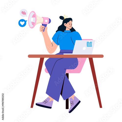 Flat style illustration representing marketing campaign