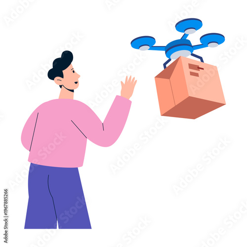 A flat style illustration showing receiving order