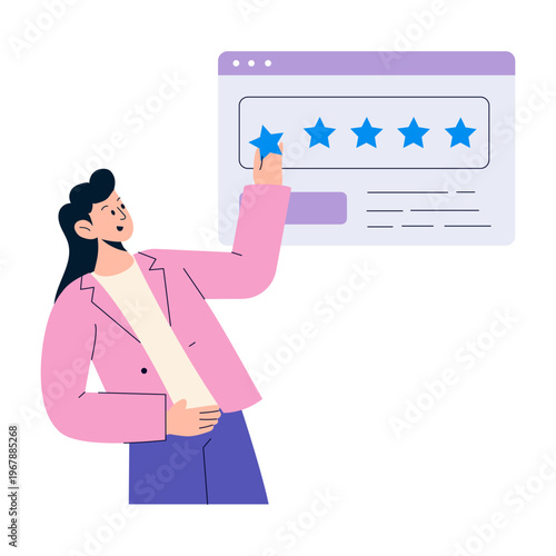 A flat style illustration depicting product rating