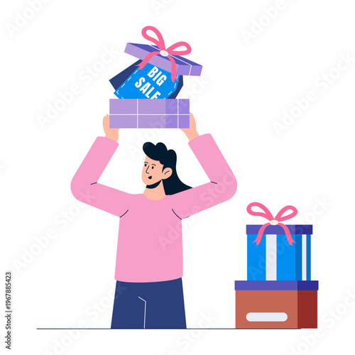 A flat style illustration depicting sale gift