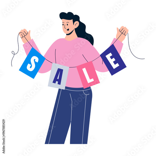 A flat style illustration showing sales promotion