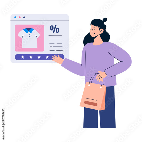 Flat style illustration representing digital shopping