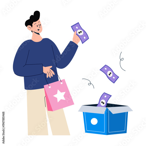 A flat style illustration depicting cash reward