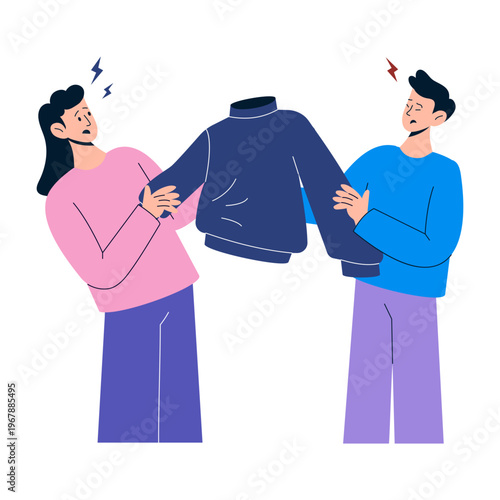 Flat style illustration representing sale conflict