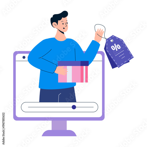 Flat style illustration representing sales ads