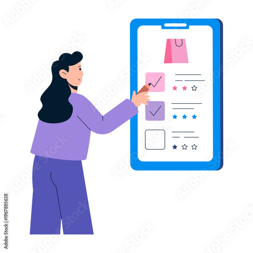 A flat style illustration depicting shopping list