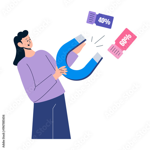 Flat style illustration representing sales attraction