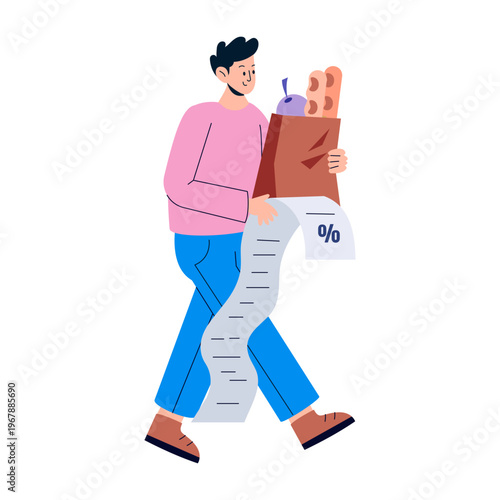 A flat style illustration depicting grocery sale