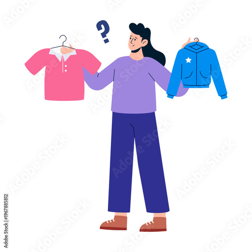 A flat style illustration depicting confused customer
