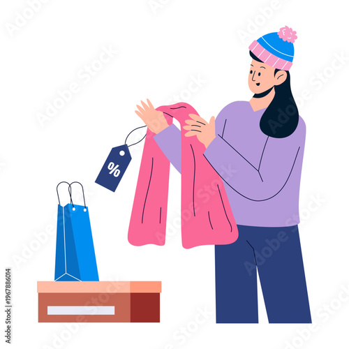 A flat style illustration showing winter offer