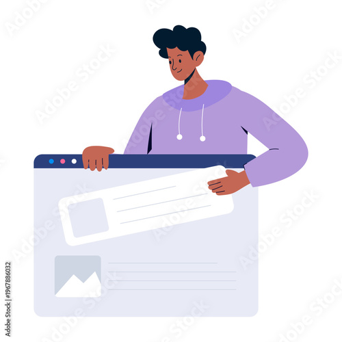 A flat style illustration showing influencer