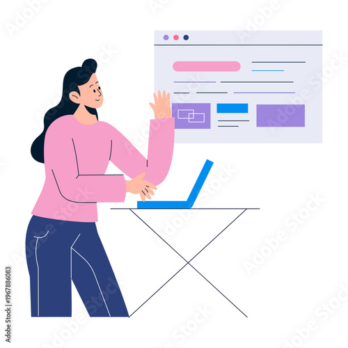 A flat style illustration showing dashboard