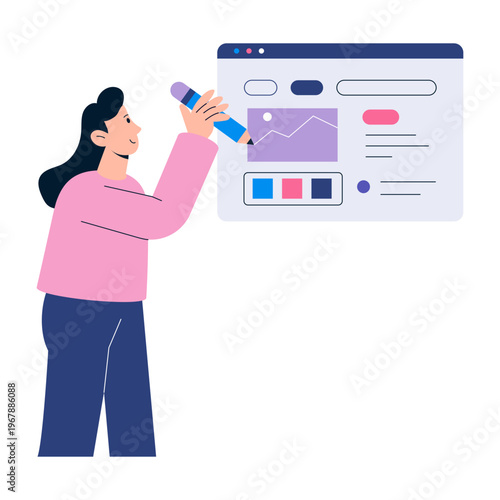 Flat style illustration representing web designing