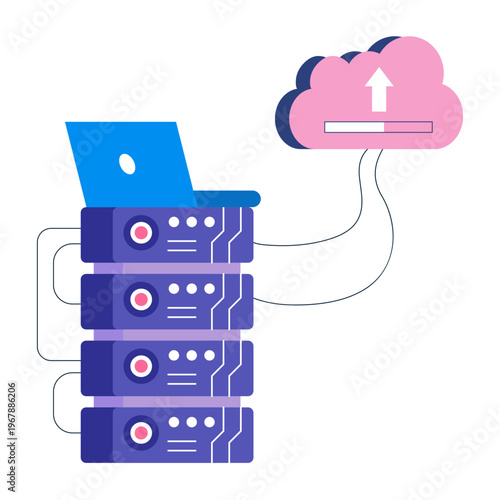 Flat style illustration representing hosting