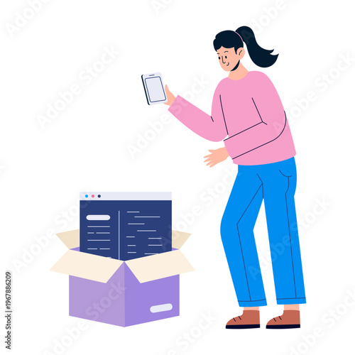 A flat style illustration depicting source code