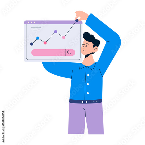 Flat style illustration representing website ranking