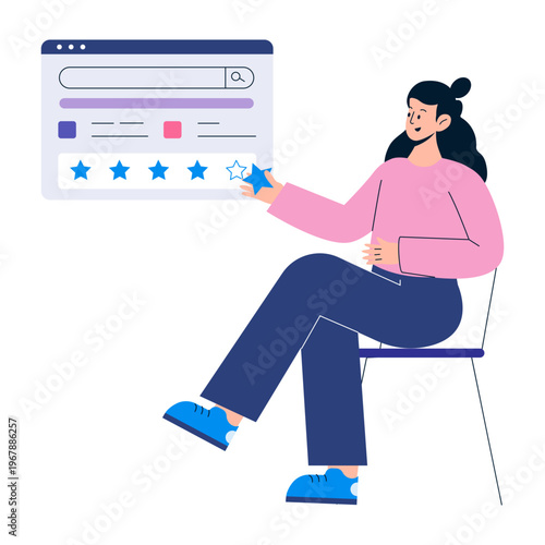 A flat style illustration showing website rating