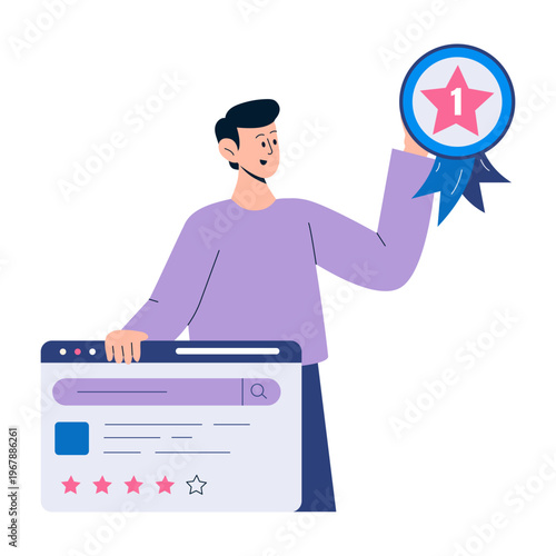A flat style illustration of page ranking