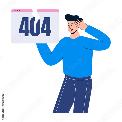 A flat style illustration depicting website issue