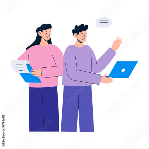 Flat style illustration representing content team