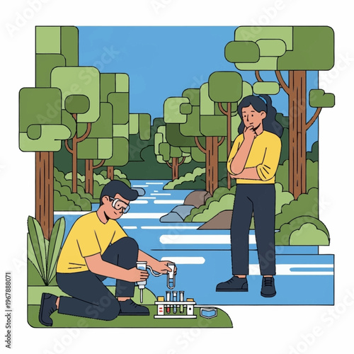 Scientists Analyzing Water Quality in Nature.