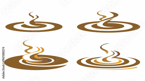 Four variations of a brown/gold steaming beverage symbol