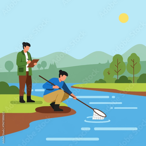 Scientists Collecting Water Samples for Environmental Analysis.